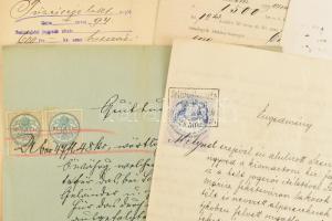 cca 1870-1900 10 klf okmány magas illetéklerovásokkal / 10 documents with high frankings