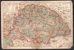 1918. Magyarország politikai térképe. Magyar Földrajzi Intézet Rt. Sérült. 27x40 cm