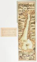 cca 1900 Lago di Garda kihajtható leporelló litográfia, aranyozott vászon kötésben 20x84 cm + kísérő...