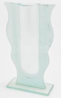 Modern üveg váza, csorba, m: 30,5 cm
