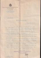1916 Az MFTRT nagymaros-visegrádi révre vonatkozó vámjegyzékhez küldött kísérő levele