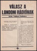 1937 Válasz a Londoni rádiónak a Közvélemény Vására. Vukov Lukács röpirata. 28p