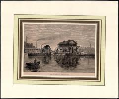 Cca. 1850-60. Az újpesti hajógyár, rotációs fametszet. 15x21 cm