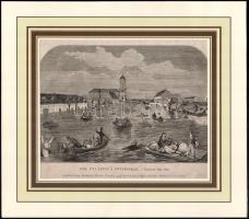 Cca. 1850-60. Budapesti árvíz 1838-ban, rotációs fametszet. 18x22 cm
