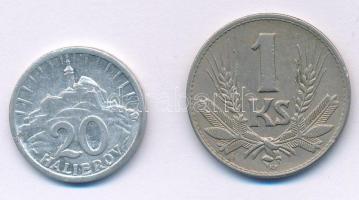 Szlovákia 1941. 1K Cu-Ni + 1943. 20h Al T:XF,VF Slovakia 1941. 1 Koruna + 1943. 20 Halierov Al C:XF,VF