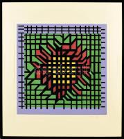 Victor Vasarely (1908-1997): Katzag. Szitanyomat, papír. Jelzett, számozott VI/XXX. Üvegezett fakeretben. 55x53 cm / Victor Vasarely (1908-1997): Katzag. Screenprint on paper. Signed, numbered VI/XXX. Framed. 55x53 cm.
