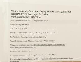 Victor Vasarely (1908-1997): Katzag. Szitanyomat, papír. Jelzett, számozott VI/XXX. Üvegezett fakere...