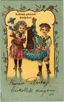 1907 Kellemes Pünkösdi ünnepeket. Dombornyomott litho / Pentecost greeting, embossed floral litho (fl)