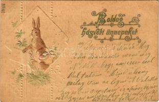 1901 Boldog húsvéti ünnepeket. Dombornyomott nyuszi / Easter greeting, embossed rabbit (EK)