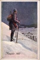 Neujahr 1917. Offizielle Karte für Rotes Kreutz Kriegsfürsorgeamt Kriegshilfsbüro. K.F.A. Neujahrsserie 2.