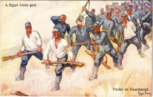 Tiroler im Feuerkampf! Offizielle Karte für Rotes Kreutz Kriegsfürsorgeamt Kriegshilfsbüro und die Tiroler Standschützen Nr. 322. s: A. Egger Linz (Rb)