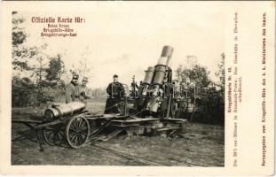 Kriegsbildkarte Nr. 40. Die 30,5 cm Mörser in Russisch-Polen: Das Geschütz in Elevation schußbereit. Kriegshilfsbüro / WWI Austro-Hungarian K.u.K. and German military postcard, 30,5 cm caliber mortar cannon ready to fire