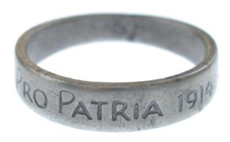 1914. Pro patria 1914 acél gyűrű (20mm belső átmérő, 63-as méret) T:XF Hungary 1914. Pro patria 1914 steel ring (20mm inner diameter, size 63 [EU]) C:XF