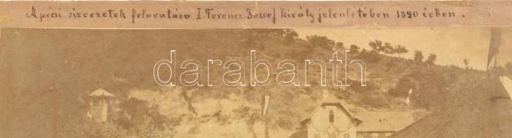 1890 A pécsi vízvezeték felavatása I. Ferenc József császár és király jelenlétében, résztvevők közöt...