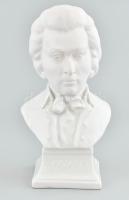 Herendi fehér mázas porcelán Mozart büszt, jelzett, biszkvit és fehér mázas, hibátlan, m: 20,5 cm
