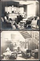 cca 1930 Lakás belső terei, lakberendezési részletek, 6 db fotó, felületén törésnyomok, 17,5×23,5 cm