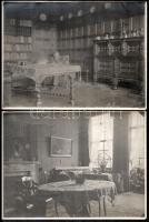 cca 1930 Lakás belső terei, lakberendezési részletek, 6 db fotó, felületén törésnyomok, 17,5×23,5 cm