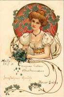 1901 Szecessziós hölgy / Art Nouveau lady. A. Sockl litho