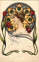 1902 Szecessziós hölgy / Art Nouveau lady. litho (fl)