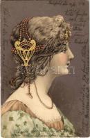 1904 Szecessziós hölgy / Art Nouveau lady. litho