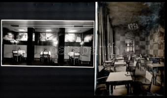 Az Országház kávéház belső terei, 7 db fotó, részben kartonra ragasztva, felületi törésnyomokkal, 12...