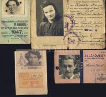 4db régi igazolvány: margitszigeti belépő, utazási jegy, kerékpáros igazolvány és egy villamosbérlet