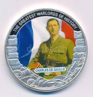 Libéria 2009. 5$ ezüstözött Cu Nagy Hadvezérek - Charles de Gaulle multicolor érme T:PP Liberia 2009. 5 Dollars silver-plated Cu The Greatest Warlords of History - Charles de Gaulle multicolor coin C:PP