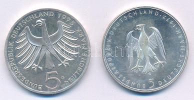 Német Szövetségi Köztársaság 1975G 5M Ag "Albert Schweitzer" + 1977G 5M Ag "Heinrich ...