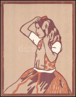 Glatz Oszkár (1872-1958): Parasztleány. Színes linómetszet, papír. Megjelent 1911-ben, a Modern Magy...