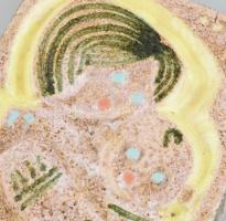 Fürtös György: Anya gyermekével. Falplasztika, pirogránit, jelzés nélkül, repedésekkel 34x32 cm