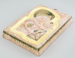 Fürtös György: Anya gyermekével. Falplasztika, pirogránit, jelzés nélkül, repedésekkel 34x32 cm