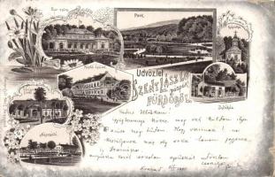 Szentlászló-Püspökfürdő litho vasútállomással és hotellel (Eb)