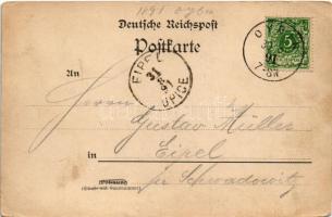 1891 (Vorläufer) Oybin, Kirche, Dorf, Berg, vom Pferdeberg, Oberes Burgthor, Kirchhof und Ruine / ch...