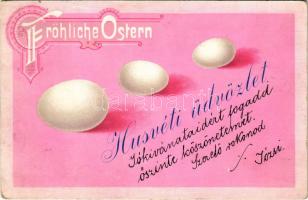 1899 (Vorläufer) Fröhliche Ostern / Húsvéti üdvözlet tojásokkal / Easter greeting, eggs. Art Nouveau litho (EK)