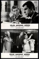 cca 1967 ,,Válás amerikai módra című amerikai filmvígjáték jelenetei és szereplői, 21 db vintage produkciós filmfotó ezüst zselatinos fotópapíron, a használatból eredő (esetleges) kisebb hibákkal, 18x24 cm