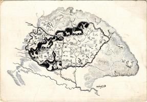 Vadászat Magyarországon. Schell J.A. XII. 1934. / Hungarian irredenta, hunting in Hungary, map (EB)