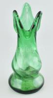 Zöld design üvegváza, anyagában színezett, használt állapot, m: 25,5 cm