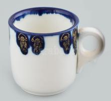 Cseh Alt Wien porcelán csésze, kobaltkék-arany díszítéssel. Matricás, jelzett, mázrepedésekkel, m: 7 cm