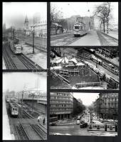 1968/1980 Budapesti villamosok vegyes tétele (50, 51A, 33, 13), 13 db vintage fotó ezüst zselatinos ...