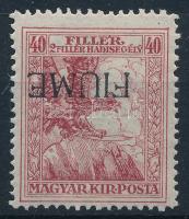 Fiume 1919 Hadisegély 40f M II. fordított felülnyomással / Mi 5 inverted overprint. Signed: Bodor