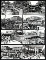 1987/1989 Budapest, Újpest metróállomás felszíni és földalatti építése, 13 db vintage fotó ezüst zselatinos fotópapíron, feliratozva, datálva, 9x14 cm