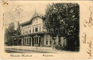 1903 Makó, pályaudvar, vasútállomás még a kibővítés előtt. Vitéz Mihály kiadása (EK)