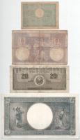 Románia 1920. 5L + 1941. 1000L + 1945. 100L + 1950. 20L T:F,VG közte szép papír
Romania 1920. 5 Lei...