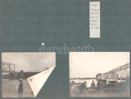 1912-13 Vasút- és hídépítés Pécelen és az algyői Tiszahídnál, össz. 14 db albumlapra ragasztott, fel...