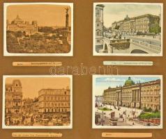 36 lapos album benne 288 db képeslapokból kivágott kép, főleg európai városképek a múlt század első ...