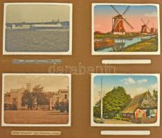 36 lapos album benne 288 db képeslapokból kivágott kép, főleg európai városképek a múlt század első ...