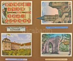 36 lapos album benne 288 db képeslapokból kivágott kép, főleg európai városképek a múlt század első ...