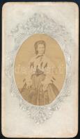 cca 1865 Erzsébet királyné (Sisi), keményhátú fotó Angerer felvétele nyomán, 10,5×6 cm / Empress Elisabeth of Austria