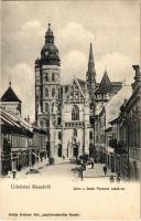 Kassa, Kosice; Dóm a Deák Ferenc utcával, üzletek. Breitner Mór kiadása / street view, cathedral, shops (EK)