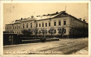 1941 Kolozsvár, Cluj; M. kir. leánylíceum és tanítónőképző intézet télen / girls school in winter. Belle photo (fl)